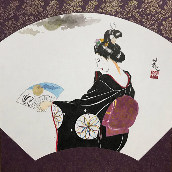 日本画 花魁絵図 山口麗華作